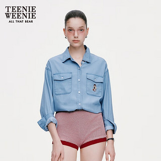 Teenie Weenie【UPF50+原纱防晒服莱赛尔凉感】小熊2024年牛仔衬衫 浅蓝色 160/S