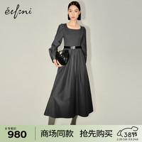 伊芙丽(eifini)【商场同款】伊芙丽深灰色格雷系高级感连衣裙2024春装1F1190331 深灰(赠送腰带) 1