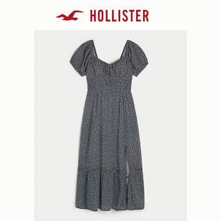 HOLLISTER24春夏柔软甜美修身泡泡袖中长款连衣裙女 356588-1 海军蓝色碎花 M (165/92A)