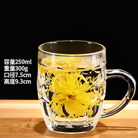 瑞飘 钢化玻璃杯茶杯带把手家用杯子耐高温个人水杯泡茶杯 250ml
