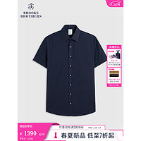 布克兄弟（BrooksBrothers）男士24早春宽距领免烫纯色正装衬衫 4004-藏青色 18