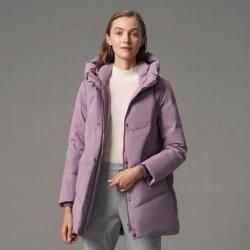 bosideng波司登女式休闲保暖通勤妈妈款连帽宽松中长款羽绒服