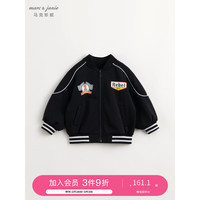 MARC&JANIE马克珍妮男童超舒棉潮酷赛车棒球服 儿童时尚夹克外套春款240079 黑色 110cm