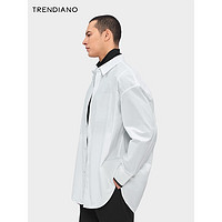 TRENDIANO经典系列长绒棉高密府绸衬衫2024年春季长袖开衫男 米白 XL