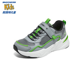 Skechers斯凯奇男童鞋运动鞋魔术贴舒适跑步鞋儿童鞋子休闲鞋406118L 灰色/柠檬色/GYLM 36