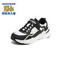 Skechers斯凯奇男童鞋运动鞋魔术贴舒适跑步鞋儿童鞋子休闲鞋406118L BKW黑色/白色（男童） 32