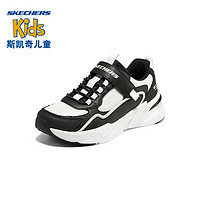 Skechers斯凯奇男童鞋运动鞋魔术贴舒适跑步鞋儿童鞋子休闲鞋406118L BKW黑色/白色（男童） 35