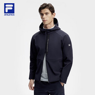 FILA 斐乐 男士运动外套2024春加绒保暖连帽夹克 RD宝蓝-NV 175/96A/L