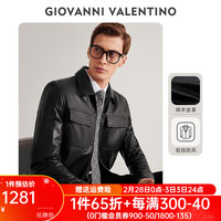 卓凡尼·华伦天奴高档绵羊皮真皮皮衣男士皮夹克外套春秋季轻奢商务休闲机车赛车服 黑色 XL