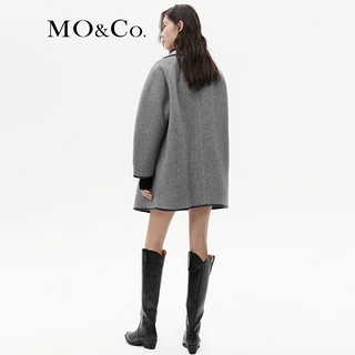 MO&Co.2023冬绵羊毛羊驼毛顺向斜裹式毛呢大衣外套MBC4OVC016 中花灰色 XS/155