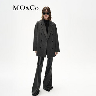 MO&Co.2023冬【美丽诺绵羊毛】宽松双面呢大衣外套MBC4COT040 深花灰色 M/165