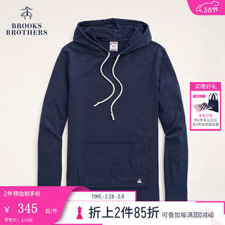 布克兄弟（BrooksBrothers）男士春秋美式休闲纯色针织连帽卫衣