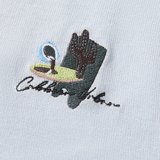 卡宾男装植物刺绣T恤23夏字母短袖休闲A2232108018 粉蓝色17 52/180/XL
