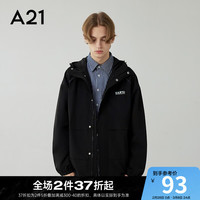 A21风衣外套男装梭织宽松连帽春秋百搭通勤休闲外套易打理 黑色 165/80A/S