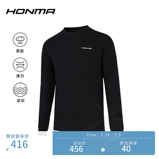 HONMA【活力系列】高尔夫服饰男士长袖T恤潮流休闲印花 黑色 L
