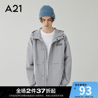 A21风衣外套男装梭织宽松连帽春秋百搭通勤休闲外套易打理 中灰 185/96A/XXL