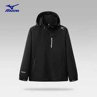 美津浓(MIZUNO)户外休闲夹克男女春秋薄款防风防水外套RTA2CC3103 黑色 4XL