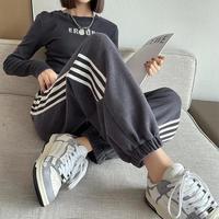 布力潘300斤胖妹加肥加大码女装运动裤特胖宽松束脚学生加绒春秋薄款