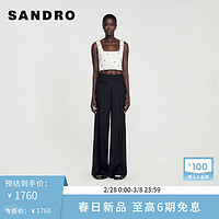 SANDRO2024早春女装法式优雅白色短款针织吊带背心SFPPU02123 10/白色 0