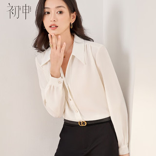 初申春秋长袖衬衫女职业休闲白衬衫设计感通勤衬衣S13JC2998  XL