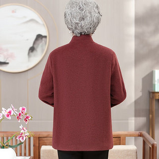 奉孝 奶奶毛呢外套女中老年人呢子上衣春秋套装老太太70岁80衣服 红色加绒 4XL(145-160斤)