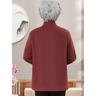 奉孝 奶奶毛呢外套女中老年人呢子上衣春秋套装老太太70岁80衣服 红色 5XL(160-175斤)