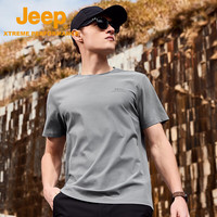 Jeep短袖t恤男户外运动透气速干t恤男士吸湿排汗短袖上衣男565灰
