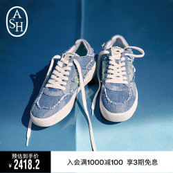 ash艾熙女鞋2024春malibustrassbis水钻牛仔休闲板鞋平底单鞋蓝色35