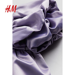 H&M童装女童连衣裙2024春泡泡袖缎质连衣裙1215764 浅紫色 90/52