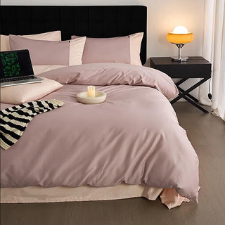 AIDLI100支新疆长绒棉贡缎纯色四件套床上用品双人被套床单套件 花蜜紫1 200*230cm四件套（1.5/1.8m床） 玛雅红