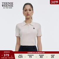 Teenie Weenie小熊女装2024新款高弹力短袖Polo领简约素色毛衣内搭