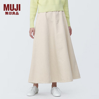 无印良品 MUJI 女式 木棉混 宽摆 轻便长裙  长半身裙女款 BE1QQA4S 原色 L（165/70A）