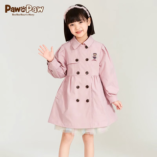 PawinPaw卡通小熊童装24年春季新款女童中长款儿童学院风风衣外套