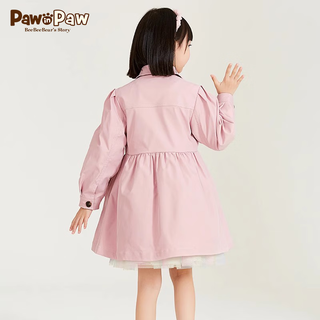 PawinPaw卡通小熊童装24年春季新款女童中长款儿童学院风风衣外套