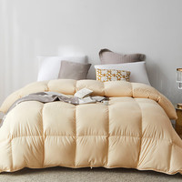 恒源祥95%白鹅绒羽绒被高弹蓬松大朵绒白鹅绒被子秋冬加厚单双人鹅绒被 95%鹅绒被-米黄 220*240cm 总重3.4斤