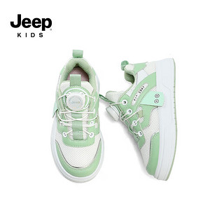 Jeep童鞋男童单双网面运动鞋轻便板鞋2024春季儿童女童小白鞋 绿色/双网 26码 鞋内长约16.7cm