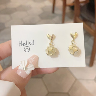 Trendolla925银针爱心猫眼石耳环法式轻奢设计感圆球气质时尚耳饰女 猫眼石耳环