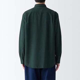 无印良品（MUJI）男式 法兰绒 长袖衬衫 休闲百搭衬衫 绿色格纹 XL 