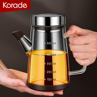 korade玻璃油壶家用厨房不挂油带刻度调味瓶油瓶防漏酱油醋调料高端油瓶 500ML高硼硅玻璃油壶