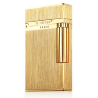 神骏(GHORSE)法国高端个性纯黄铜清脆砂轮充气体朗声打火机男士侧滑个性品 土豪金