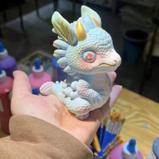 千奇梦家庭清洁湿巾SY龙年石膏娃娃发财财神舞狮各大系列涂色白胚娃娃 三龙开泰系列（发三只） 12颜色+2笔+调色盘