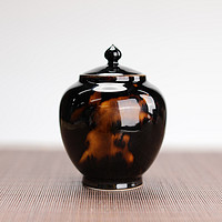 观复博物馆 玳瑁纹醒茶罐茶叶储存罐景德镇陶瓷茶叶罐功夫茶具配件