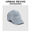 URBAN REVIVO2023秋冬新款男士时尚复古洗水牛仔棒球帽UAMA30075 蓝色 F