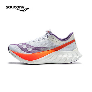 Saucony索康尼啡鹏4碳板竞速跑鞋女马拉松缓震回弹跑步鞋运动鞋白紫35.5