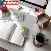 edding 德国edding24彩色荧光马克笔学生做笔记高光笔马卡龙色方头环保4支装