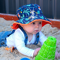 Banz 班兹 澳洲BANZ儿童太阳帽男女宝春夏双面防晒渔夫帽绑带沙滩帽