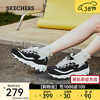 SKECHERS 斯凯奇 小白鞋女老爹鞋蕾丝休闲熊猫鞋内增高厚底百搭11959 黑色/白色/BKW 37