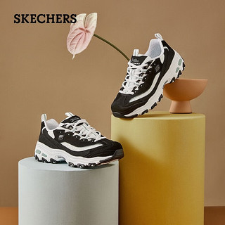 斯凯奇（Skechers）小白鞋女老爹鞋蕾丝休闲熊猫鞋内增高厚底百搭11959 黑色/白色/BKW 37