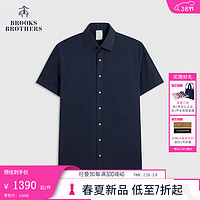 布克兄弟（BrooksBrothers）男士24早春宽距领免烫纯色正装衬衫 4004-藏青色 17/H