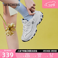 斯凯奇（Skechers）女鞋小白熊女士休闲鞋子厚底增高百搭运动软底老爹鞋女99999863 白色/海军蓝色/WNV 38